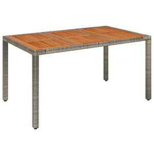 vidaXL Zahradn&iacute; stůl s dřevěnou deskou &scaron;ed&yacute; 150 x 90 x 75 cm polyratan