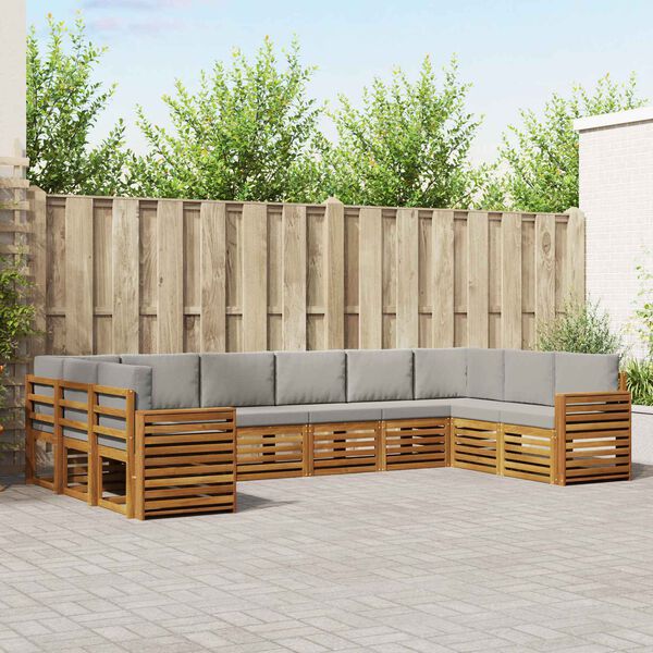 vidaXL Rohov&aacute; sofa sada s pol&scaron;t&aacute;řem 10 pcs Př&iacute;rodn&iacute; a světle &scaron;ed&aacute;