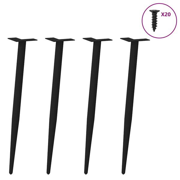 vidaXL Nohy konzolov&eacute;ho stolku kuželov&eacute;ho tvaru 4 ks čern&eacute; 72-73 cm ocelov&eacute;