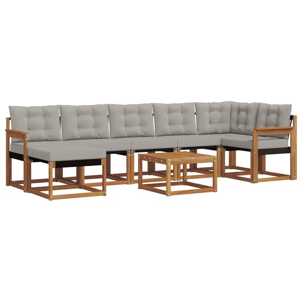 vidaXL Venkovn&iacute; pohovkov&aacute; souprava 8 pcs Př&iacute;rodn&iacute; a světle &scaron;ed&aacute;