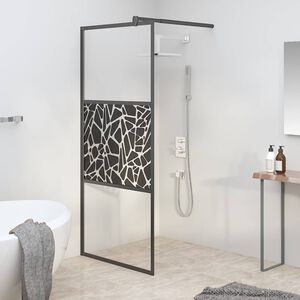 vidaXL Z&aacute;stěna do průchoz&iacute; sprchy 80x195 cm ESG / kamenn&yacute; design čern&aacute;
