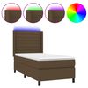 vidaXL Box spring postel s matrac&iacute; a LED tmavě hněd&aacute; 90x200 cm textil