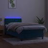 vidaXL Box spring postel s matrac&iacute; a LED tmavě modr&aacute; 90x190 cm samet