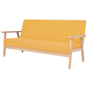 vidaXL Trojm&iacute;stn&aacute; sedačka, textil, žlut&aacute;