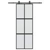 vidaXL Posuvné dveře se sadou kování černé 76x205 cm Tvrzené sklo