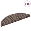 vidaXL Samolepicí schodové rohože 15 pcs Hnědá 56 x 17 x 3 cm