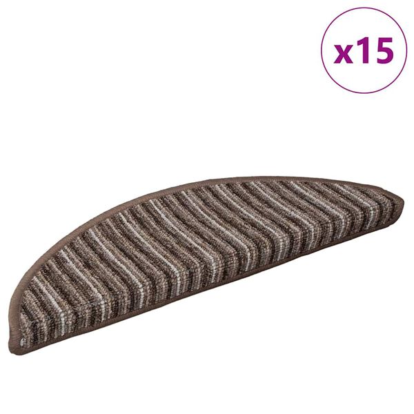 vidaXL Samolepicí schodové rohože 15 pcs Hnědá 56 x 17 x 3 cm