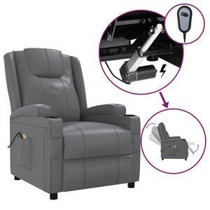 vidaXL Elektrick&eacute; mas&aacute;žn&iacute; křeslo antracitov&eacute; uměl&aacute; kůže