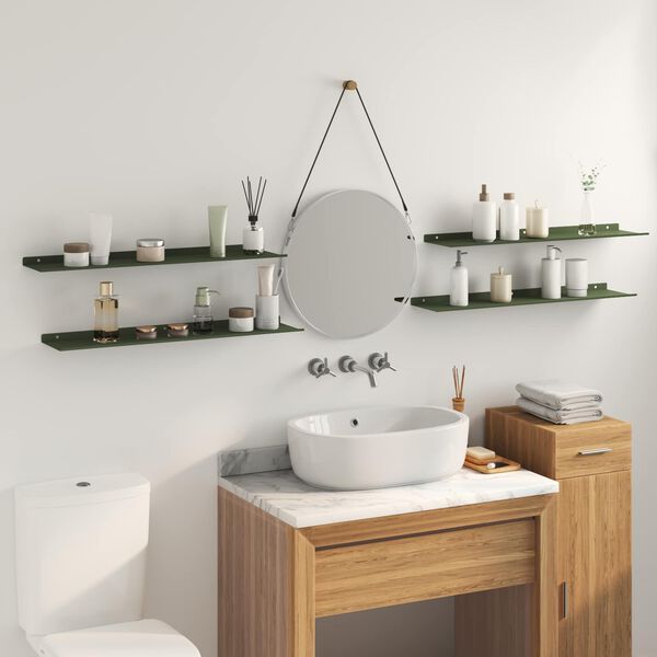 vidaXL Plovouc&iacute; police 4 pcs Olivově zelen&aacute; 80 x 18 x 2,5 cm Ocel