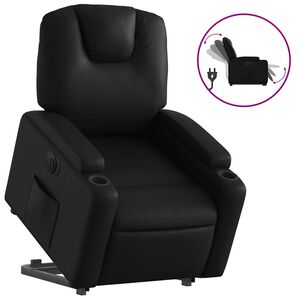 vidaXL Elektrick&eacute; zvedac&iacute; polohovac&iacute; křeslo čern&eacute; uměl&aacute; kůže