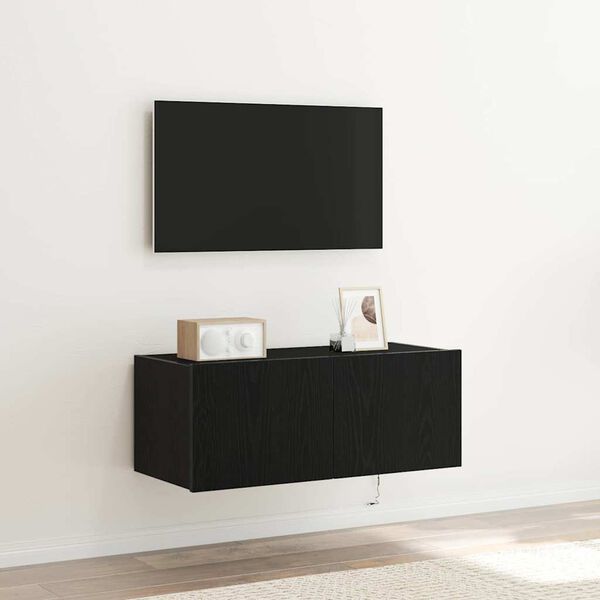 vidaXL TV wall cabinet Čern&yacute; dub 80 x 35 x 31 cm kompozitn&iacute; dřevo