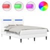 vidaXL R&aacute;m postele s LED p&aacute;sky s čelo B&iacute;l&aacute; 140 x 190 cm Uměl&aacute; kůže