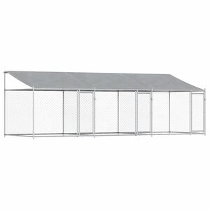 vidaXL Klec pro psy se střechou a dv&iacute;řky &scaron;ed&aacute; 6x2x2 m pozinkovan&aacute; ocel