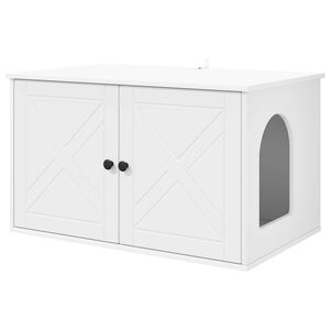 vidaXL Kočič&iacute; dům B&iacute;l&aacute; 85 x 55 x 50,5 cm Kompozitn&iacute; dřevo
