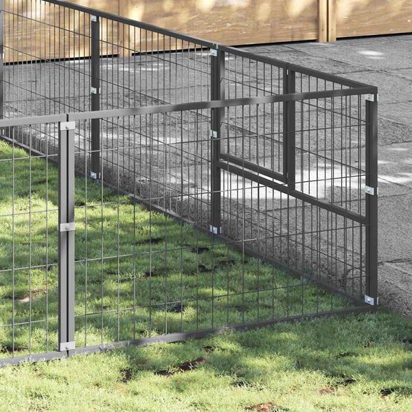 vidaXL Ps&iacute; kotec stř&iacute;brn&yacute; 60 m&sup2; ocel