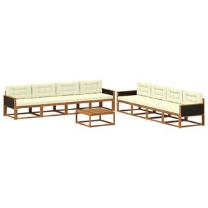 vidaXL Venkovn&iacute; pohovkov&aacute; souprava 9 pcs Přirozen&aacute; a Kr&eacute;mov&aacute;