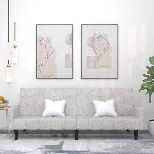 vidaXL 2m&iacute;stn&aacute; rozkl&aacute;dac&iacute; pohovka světle &scaron;ed&aacute; tkanina z mikrovl&aacute;kna