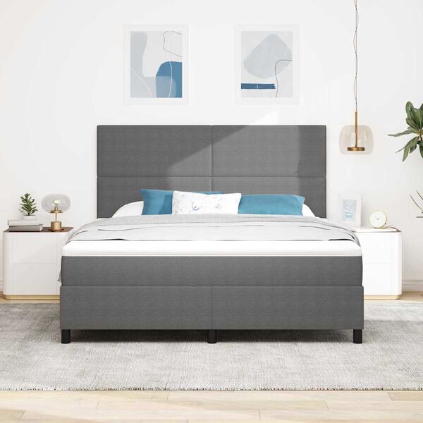 vidaXL Postel s boxspringem Světle &scaron;ed&aacute; a b&iacute;l&aacute; 203 x 180 x 128 cm