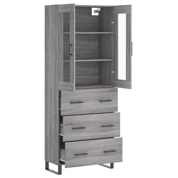 vidaXL Skř&iacute;ň highboard &scaron;ed&aacute; sonoma 69,5 x 34 x 180 cm kompozitn&iacute; dřevo