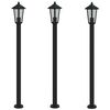 vidaXL Venkovn&iacute; stojac&iacute; lampy 3 ks čern&eacute; 120 cm nerezov&aacute; ocel
