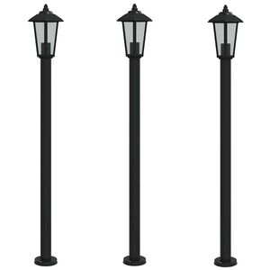 vidaXL Venkovn&iacute; stojac&iacute; lampy 3 ks čern&eacute; 120 cm nerezov&aacute; ocel