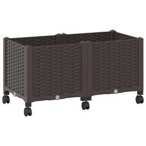 vidaXL Zahradn&iacute; truhl&iacute;k s kolečky Hněd&aacute; 80 x 40 x 44 cm PP