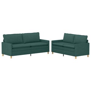 vidaXL Set pohovek 2 ks Tmavě zelen&aacute; Textil
