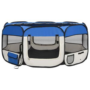 vidaXL Skl&aacute;dac&iacute; ohr&aacute;dka pro psy s ta&scaron;kou modr&aacute; 145 x 145 x 61 cm