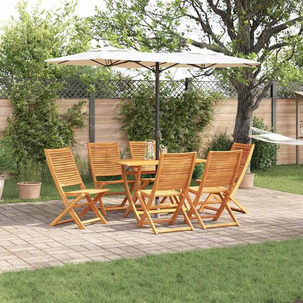 vidaXL Zahradn&iacute; j&iacute;deln&iacute; souprava 7 pcs Hněd&aacute; masivn&iacute; ak&aacute;ciov&eacute; dřevo