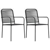 vidaXL Zahradní židle 2 ks bavlněné provázky a ocel černé