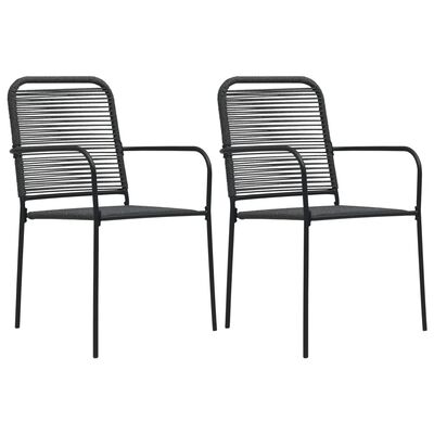 vidaXL Zahradní židle 2 ks bavlněné provázky a ocel černé