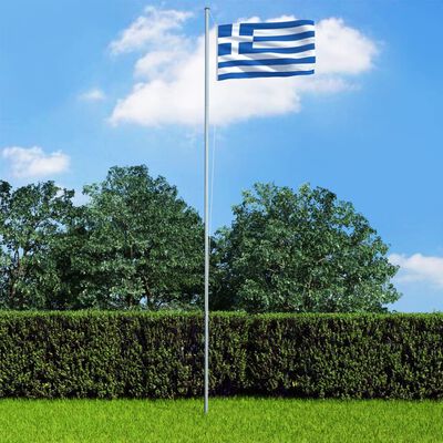 vidaXL Řecká vlajka a stožár hliník 4 m