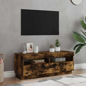 vidaXL TV skř&iacute;ňka s LED osvětlen&iacute;m kouřov&yacute; dub 100 x 35 x 40 cm