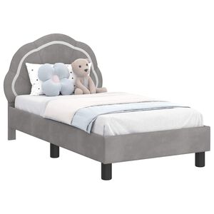 vidaXL R&aacute;m postele pro batole s čelem Světle &scaron;ed&aacute; 70 x 140 cm samet