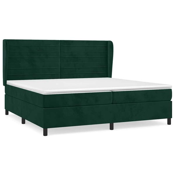 vidaXL Box spring postel s matrac&iacute; tmavě zelen&aacute; 200x200 cm samet