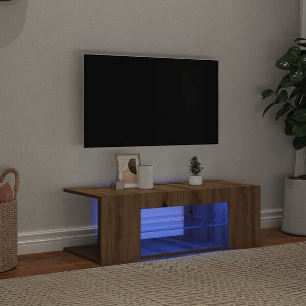 vidaXL TV stolek s LED dub artisan 90 x 39 x 30 cm kompozitn&iacute; dřevo