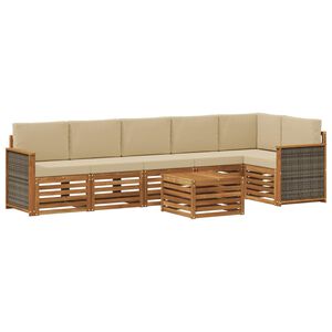vidaXL Rohov&aacute; sofa sada s pol&scaron;t&aacute;řem 6 pcs Př&iacute;rodn&iacute;