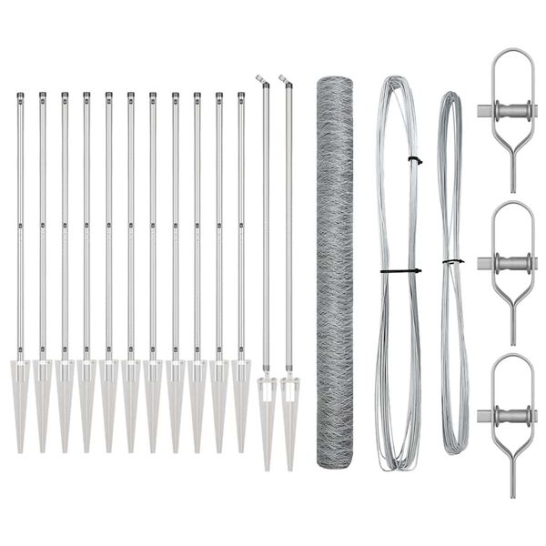 vidaXL Plotov&yacute; sloupek. Stř&iacute;brn&aacute; 25 x 1,5 m (36 mm s&iacute;ť) Ocel