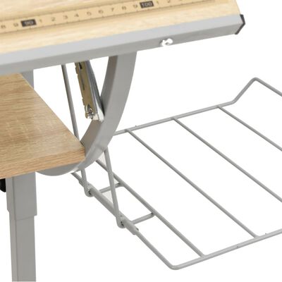vidaXL Řemeslný stůl dub sonoma šedý 110x53x(58–87) cm kompozit a ocel
