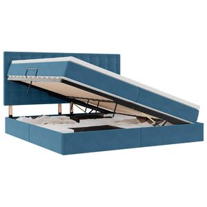 vidaXL Postel s &uacute;ložn&yacute;m prostorem a matrac&iacute; Tmavě modr&aacute; 200 x 200 cm