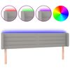 vidaXL Čelo postele s LED světle &scaron;ed&eacute; 203 x 16 x 78/88 cm textil