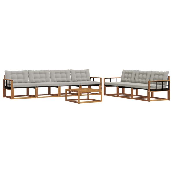 vidaXL Venkovn&iacute; pohovkov&aacute; souprava 8 pcs Př&iacute;rodn&iacute; a světle &scaron;ed&aacute;