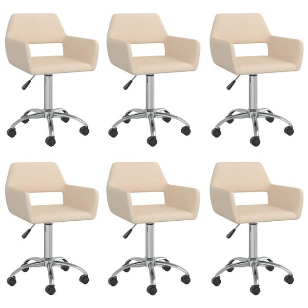 vidaXL Otočn&eacute; j&iacute;deln&iacute; židle 6 ks kr&eacute;mov&eacute; textil