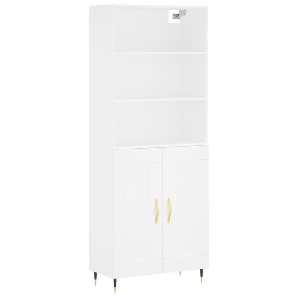 vidaXL Skř&iacute;ň highboard b&iacute;l&aacute; 69,5 x 34 x 180 cm kompozitn&iacute; dřevo