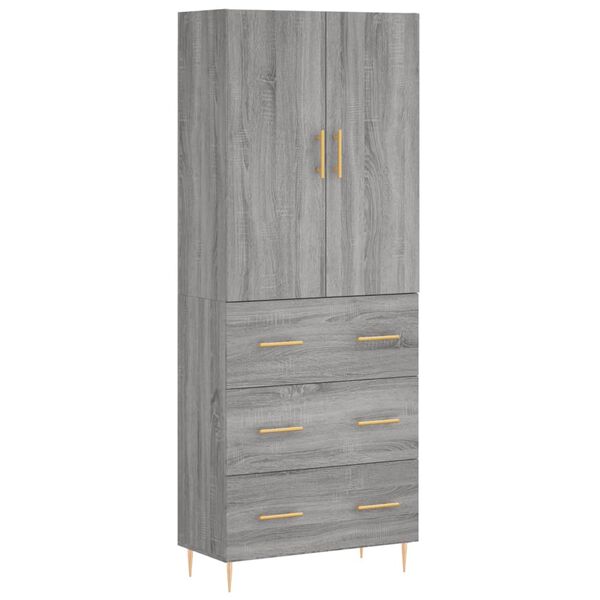 vidaXL Skříň highboard šedá sonoma 69,5 x 34 x 180 cm kompozitní dřevo