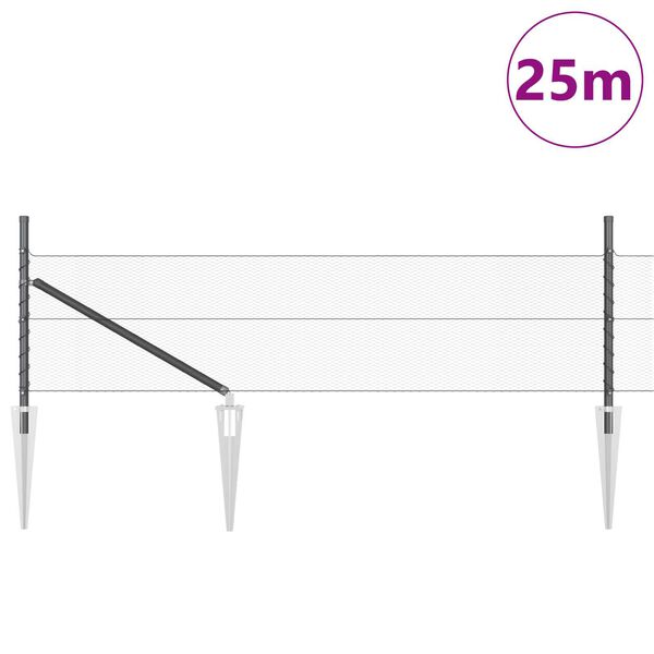 vidaXL Plotov&yacute; sloupek. &Scaron;ed&aacute; 25 x 0,4 m (13 mm s&iacute;ť) Ocel a PVC
