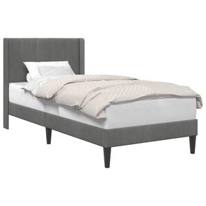 vidaXL R&aacute;m postele s čelo Tmavě &scaron;ed&aacute; 90 x 190 cm Samet