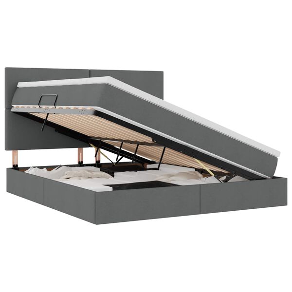 vidaXL Postel s &uacute;ložn&yacute;m prostorem a matrac&iacute; Tmavě &scaron;ed&aacute; 160 x 200 cm