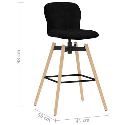 vidaXL Otočné barové židle 2 ks černé textil