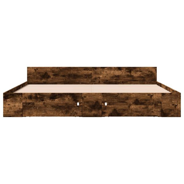 vidaXL Rám postele se zásuvkami kouřový dub 180 x 200 cm kompozit